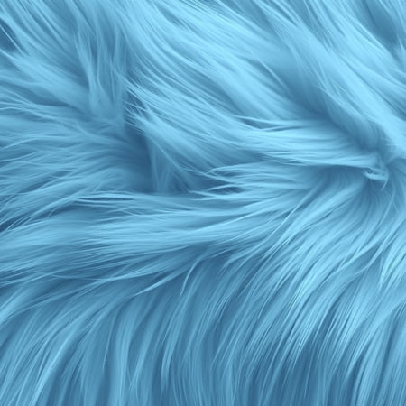FabricLA 30" Round Shaggy Faux Fur Sewing & Craft Fabric, By the Yard, Blue