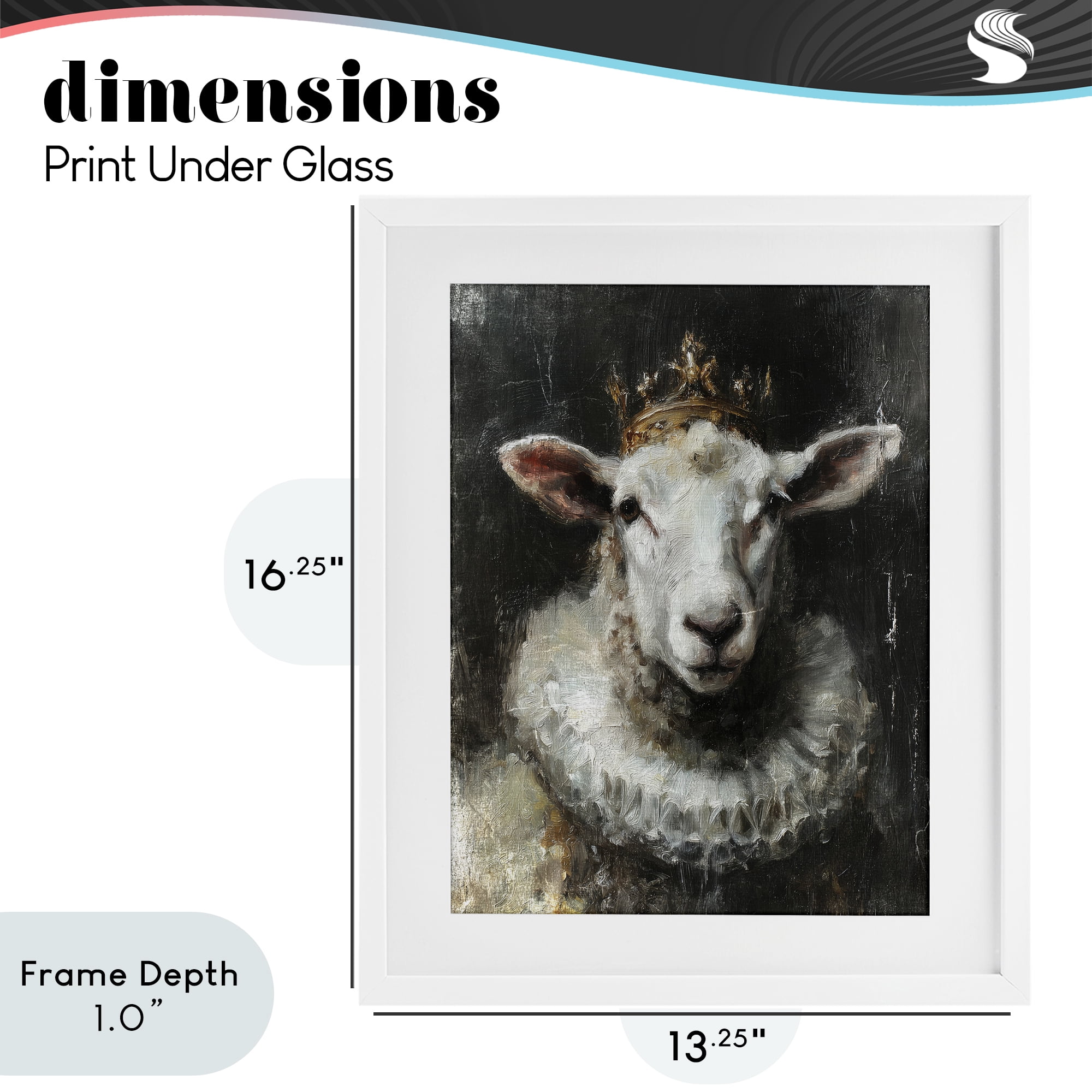 Stupell Industries Crowned Sheep Portrait White Framed Print Under Glass, design by Svetlana Aleynikova