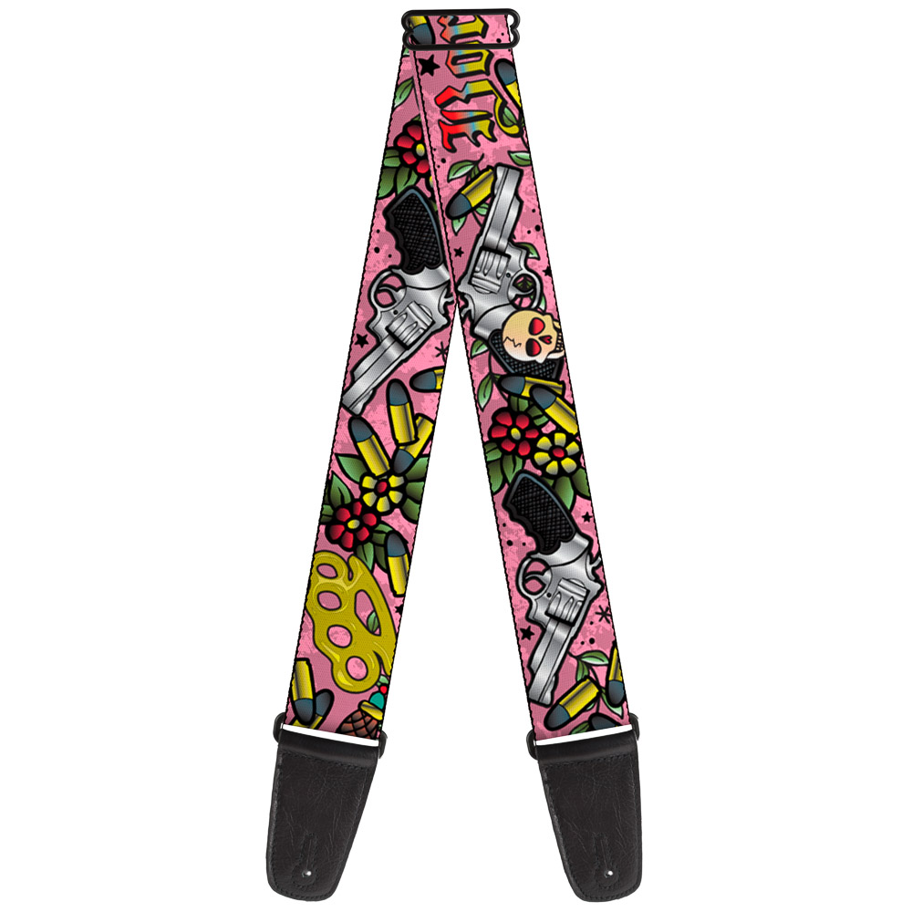 Buckle-Down Guitar Strap, Born to Raise Hell Pink, 2 Inches Wide
