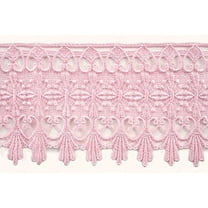 Altotux 4.75" Gold Coral Green Gray Eggplant Embroidered Venice Lace Trim By 15" (PINK)