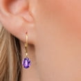 thumbnail image 3 of Gem Stone King 14K Yellow Gold Purple Amethyst Earrings for Women | 2.40 Cttw | Gemstone February Birthstone | Oval Checkerboard 8X6MM, 3 of 6