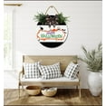 thumbnail image 4 of Happy Halloween Sign Front Door Porch Decorations, Round Rustic Wood Hanging Sign for Farmhouse Porch Outdoor Home Holiday Front Door Sign Decor, 4 of 5