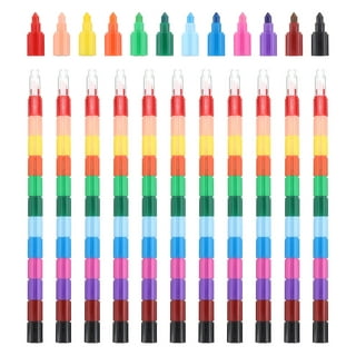 Loppdece 24 Pieces Stacking Crayons,Buildable Crayons,Colorful Stackable  Crayons for Drawing Coloring,Stacking DIY Crayons,Rainbow Crayon Party  Favors
