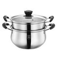 thumbnail image 1 of LEEYNEER 1 Set Stainless Steel Stack and Steam Pot Kitchen Cooking Pot Steaming Cookware, 1 of 8