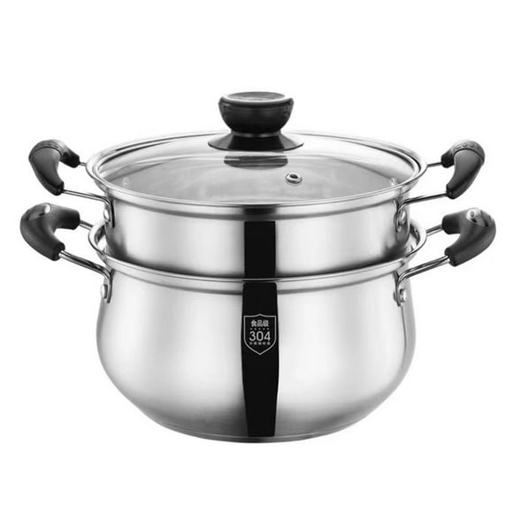 QUTETN 1 Set Stainless Steel Stack and Steam Pot Kitchen Cooking Pot Steaming Cookware