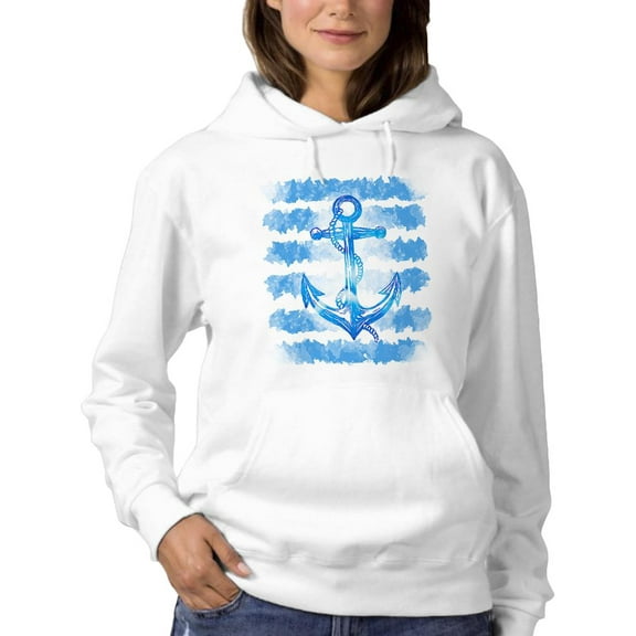 Blue Anchor Hoodie Women -SPIdeals Designs, Female 3X-Large