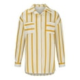 thumbnail image 4 of LEBONYARD Womens Tops Clearance under $10,Women's Summer Casual Mid-length Vertical Striped Multi-colored Shirt Yellow S, 4 of 6