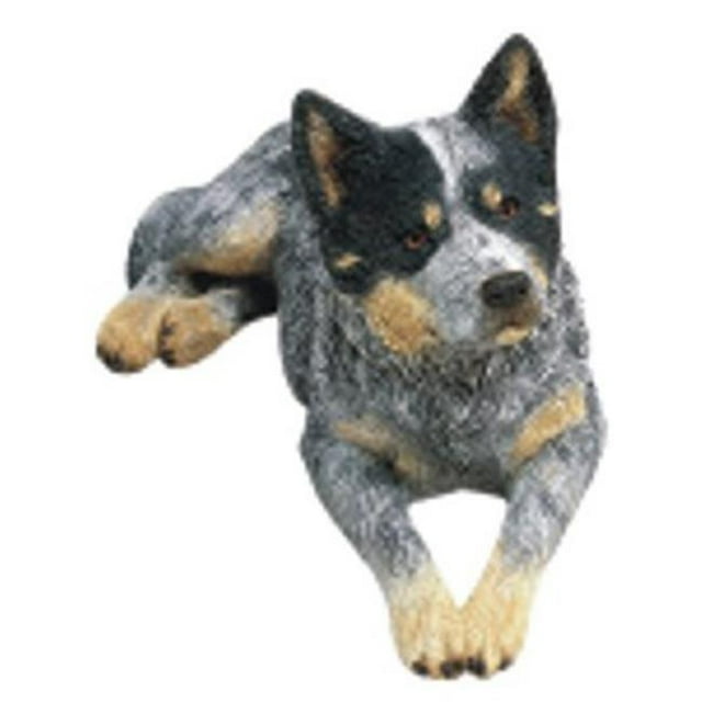 Sandicast OS416 Original Size Blue Australian Cattle Dog Sculpture, Lying