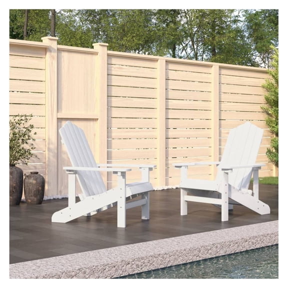 White Adirondack Chairs Set of 2, HDPE Outdoor Patio Furniture, UV Resistant Garden Chairs, Classic Lawn Chairs with High Back, Weatherproof Porch Decor