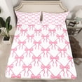 thumbnail image 2 of Feelyou Kawaii Bow-tie Kids Bed Sheets, Cute Pink Bowknot Ribbon King Sheets, Dreamy Princess Style Sheet Set, Super Cozy Room Decor, 4-Piece, 2 of 7