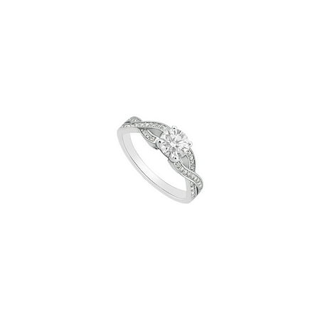 Cubic Zirconia Engagement Ring of 1 Carat Totaling in 14K White Gold Triple AAA Quality