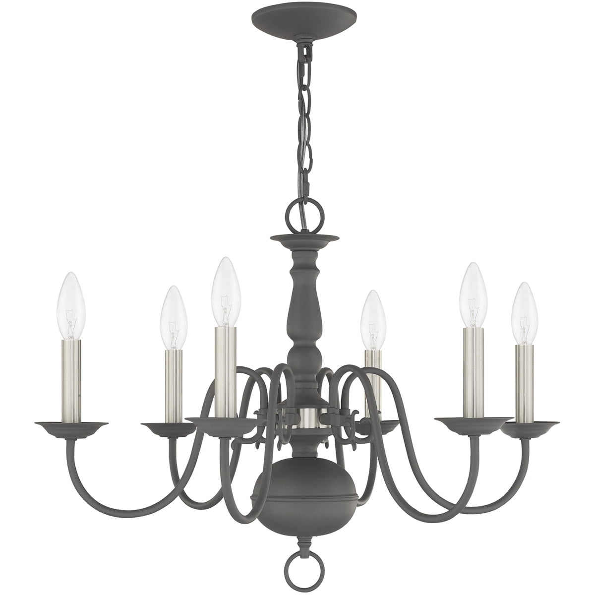 6 Light Scandinavian Gray Chandelier with Steel base material