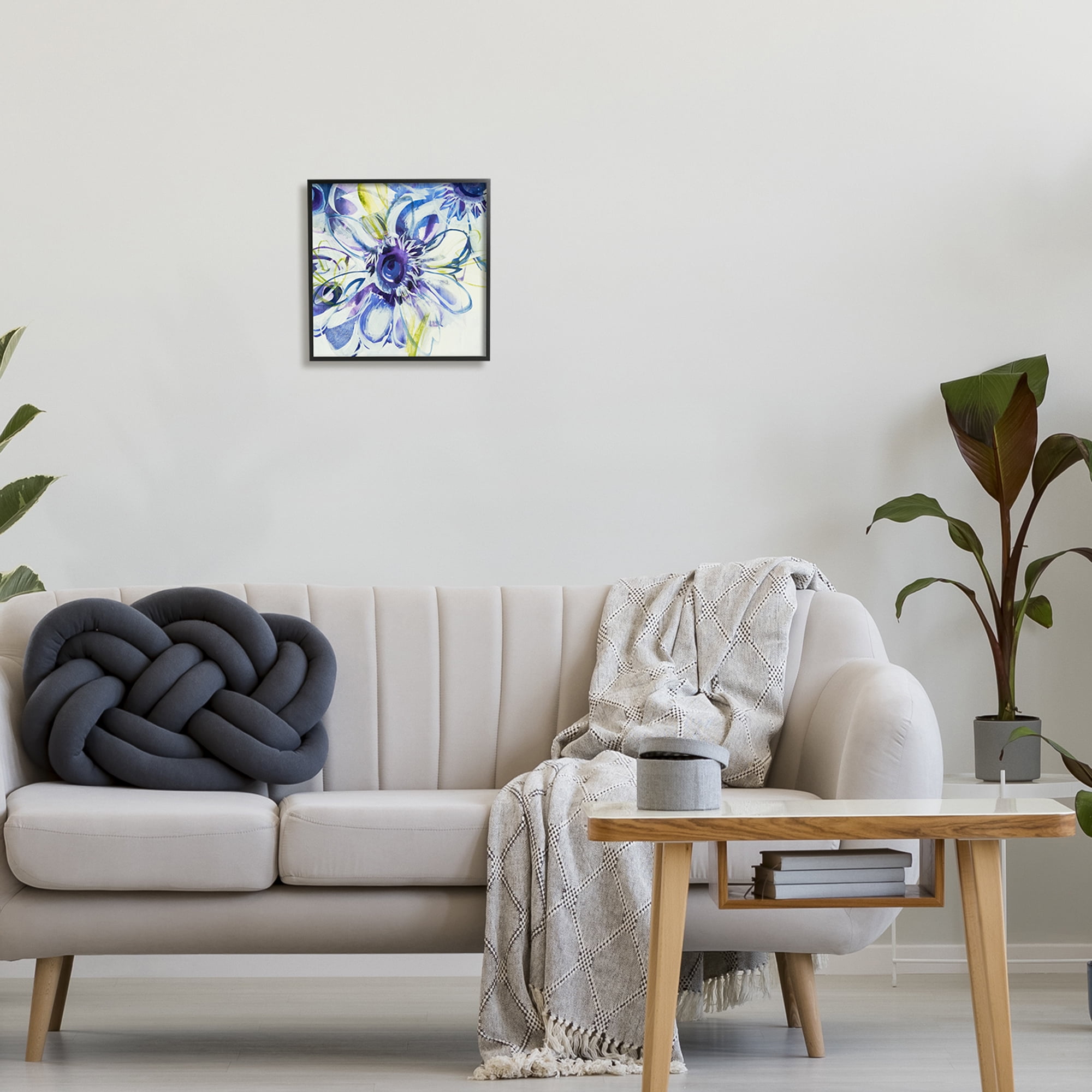 Stupell Industries Modern Blue Flower Buds Botanical & Floral Painting Black Framed Art Print Wall Art, 12 x 12