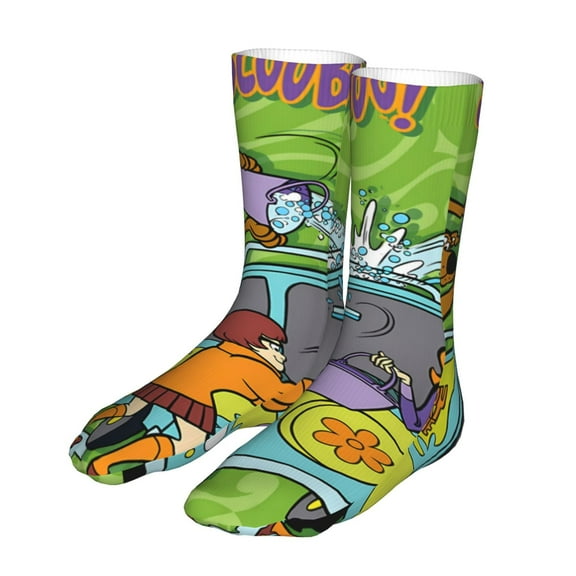 Lsque Scooby-Doo Print Women's Men's Novelty 16in Crew Socks Cotton Socks Knee High Socks for Walking,Running,Nurses,Pregnancy