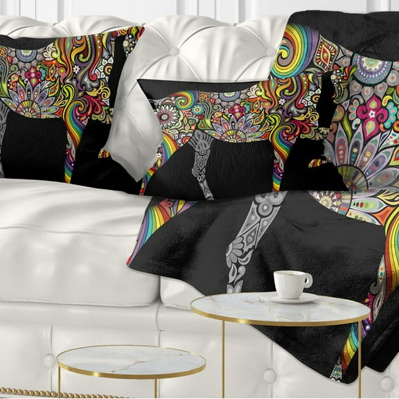 Designart Horse and Rainbow - Animal Throw Pillow - 12x20