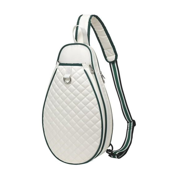 Vsenkes Tennis Bag with Pockets Tennis Tote Bag Holds 2 Tennis Rackets for Friend Men White Green