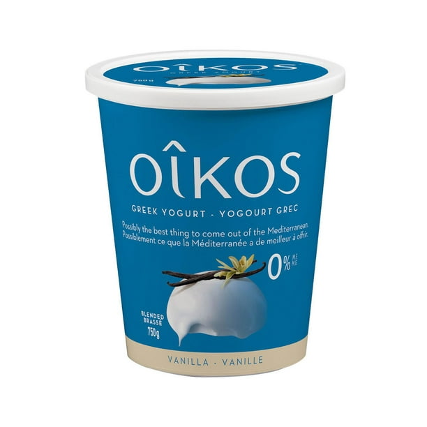 Oikos Yogourt Grec sans gras, Vanille, 0% M.G., Brassé 750 GR yogourt