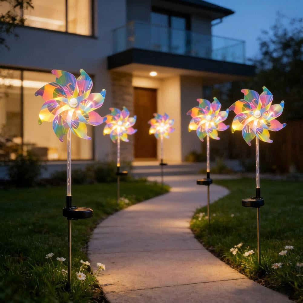 Solar Wind Spinner for Yard and Garden, 31 Inch Large Metal Wind Sculptures with 4-Tier Blades and LED Light, 360 Rotating Outdoor Decor for Patio Lawn Art