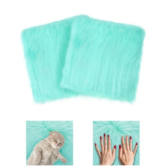 QZS Mini Locker Decorations,Pack of 2 Portable Anti-Slip Fluffy Plush Mini Mat,Reusbale Square Locker Decorations for Home,Office Use