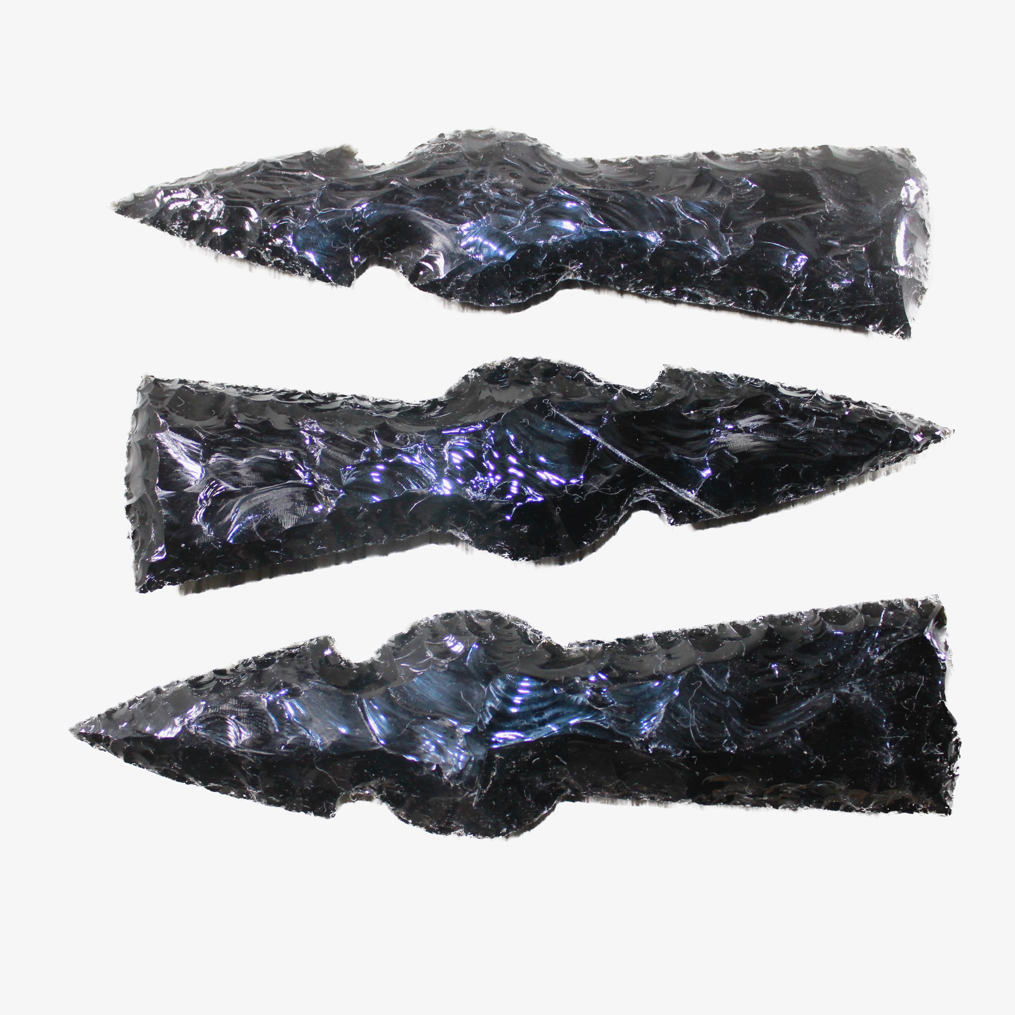 3 Obsidian Ornamental Tomahawk Heads #7444  Ax Axe Hatchet