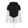 thumbnail image 2 of Rain Jackets for Women Full Zip Lightweight Hooded Stylish Coats Waterproof Fashionable Color Block Jacket, 2 of 8
