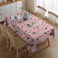 thumbnail image 2 of Pink Cow Milk Strawberry Pattern Rectangle Tablecloth 60"x84",Waterproof Polyester Rectangle Table Cloth, Wipeable Spillproof Polyester Tablecloth for Dining, Camping, Indoor and Outdoor, 2 of 5
