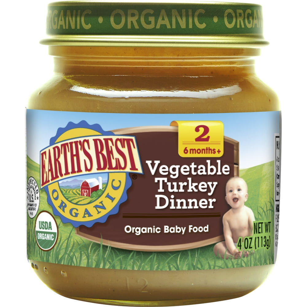 Earth's Best Organic Stage 2, Vegetable Turkey Baby Food, 113g Jar