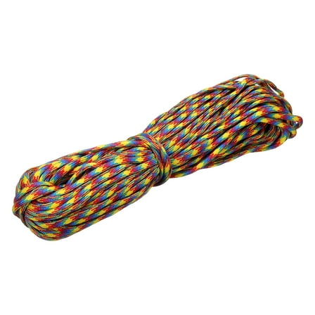 Uxcell 1/8" Paracord Rope, 100ft 7 Strand Heavy Duty Camping Rope Braided Polypropylene Ropes, Lightweight Tie-Downs Utility Cord for Marine, Indoor & Outdoor, Red/Yellow
