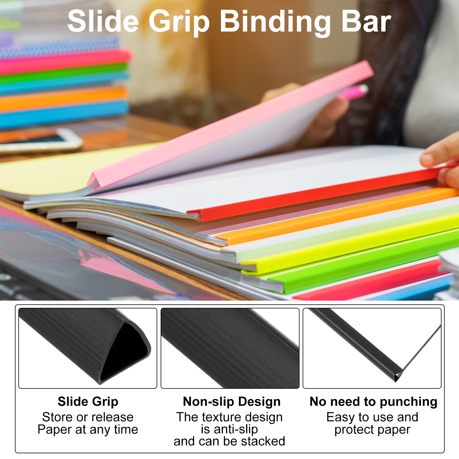 Unique Bargains Plastic Binding Bars for Report Covers and Presentations Black