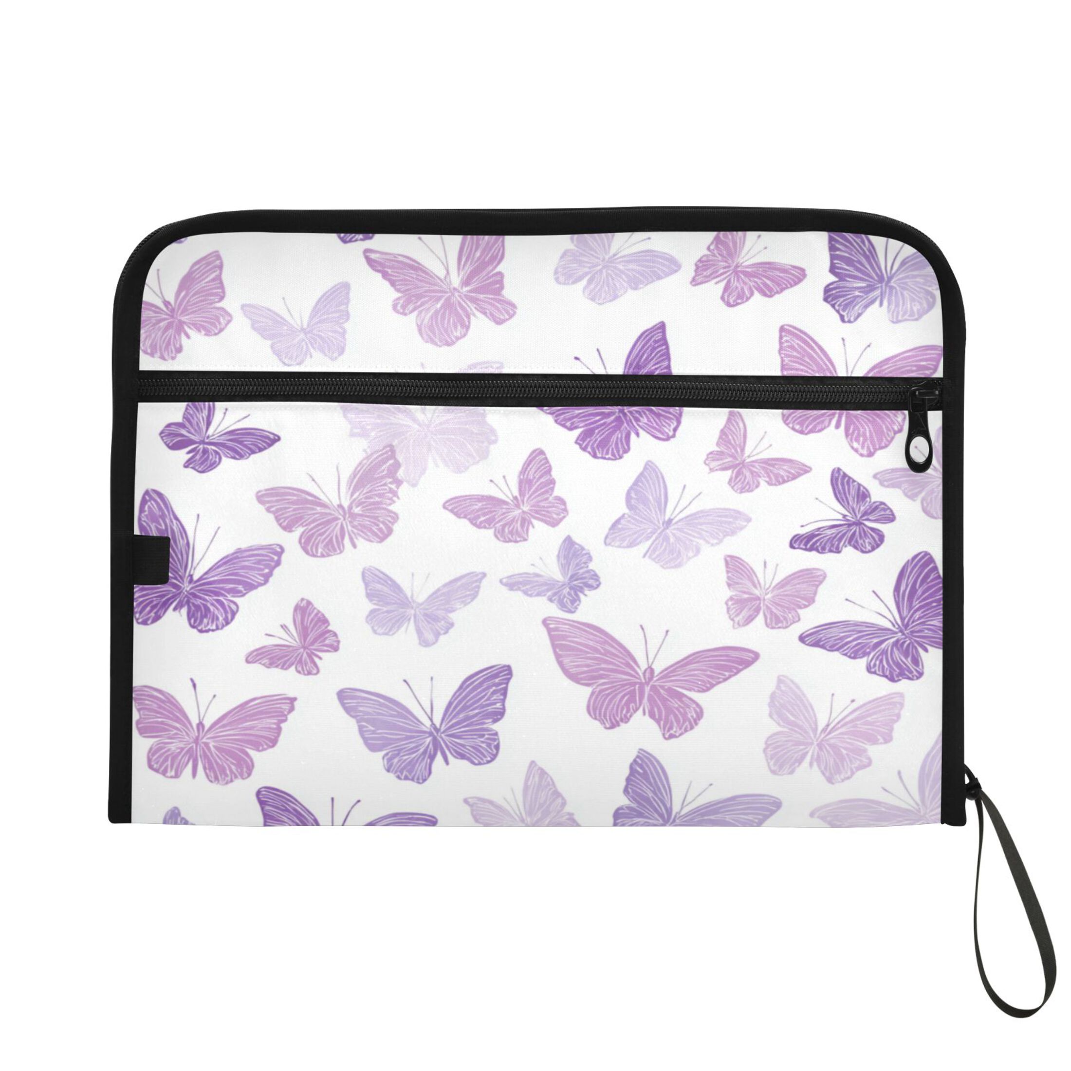 WOBOGO Purple Butterfly Expanding File Folder Letter Size Accordion Filing Organizer 13 Pocket Separate Organ Pocket