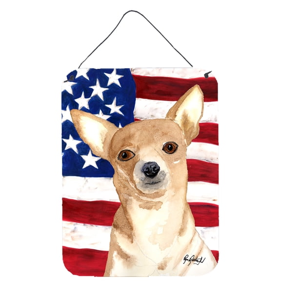 Carolines Treasures RDR3009DS1216 USA American Flag with Chihuahua Wall or Door Hanging Prints 12x16 multicolor
