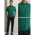 thumbnail image 4 of INSPIRE CHIC Mens Short Sleeve Contrast Color Summer Golf Formal Business Polo Shirts L Dark Green, 4 of 6