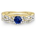 thumbnail image 2 of Dazzlingrock Collection 14K Blue Sapphire & White Diamond Ladies Bridal Twisted Swirl Engagement Ring Set, Yellow Gold, Size 8.5, 2 of 2