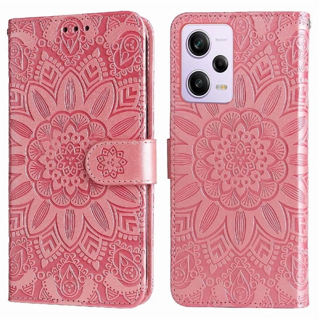 Funda tipo cartera GANGXUN para Xiaomi Redmi Note 12 Pro 5G , diseño girasol, cuero PU, soporte, cierre magnético, tarjetero