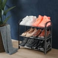 thumbnail image 5 of NiHome Compact 3-Tier Small Shoe Rack Organizer - Sturdy Metal Frame, Vertical Display Shelf for 6 Pairs of Shoes, Ideal for Closet, Hallway, Entryway, Living Room, Bedroom - Lightweight (Black), 5 of 7