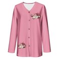 thumbnail image 6 of SYMOID Womens Pink Fall Embroidered Cardigan - V-Neck Button-Down 3/4 Sleeve, Soft Lightweight with Pumpkin Floral Accent, Inclusive Sizes S-XXXXXL,Size M, 6 of 6