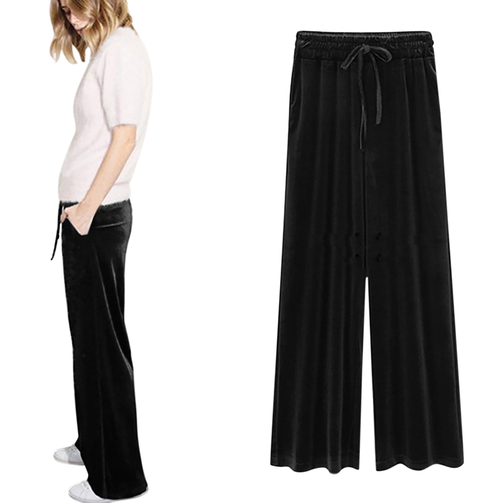 White Silk Satin Wide Pants For Women 2023 Spring Office Stacked Straight  Suit Trousers Womens Classic Floorlength Baggy Pants  Pants  Capris   AliExpress