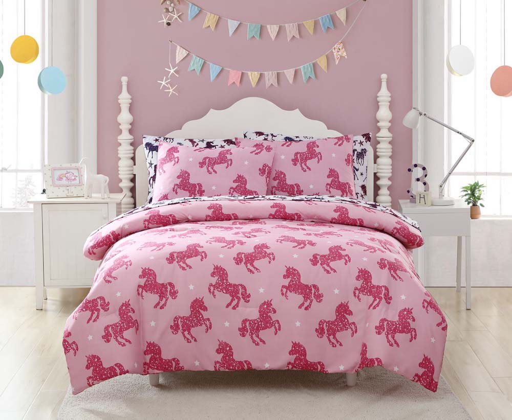 White Llama # 19-06 Golden Quality Bedding Full Size Kids Bedspread Quilts Throw Blanket for Teens Boys Bed Printed Bedding Coverlet Multi Color Pink