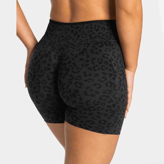 Women’s Leopard Biker Shorts, High Waisted Yoga Workout Shorts, Tummy Control Gym