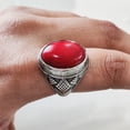 thumbnail image 6 of Coral Mans Ring, Natural Red Coral Ring, Unisex Ring, Silver Jewelry, 925 Silver Ring, Birthday Gift, Heavy Mens Ring, Arabic Design, Ottoman Style Ring, Christmas, Turkey Mens Signet Ring, 6 of 7
