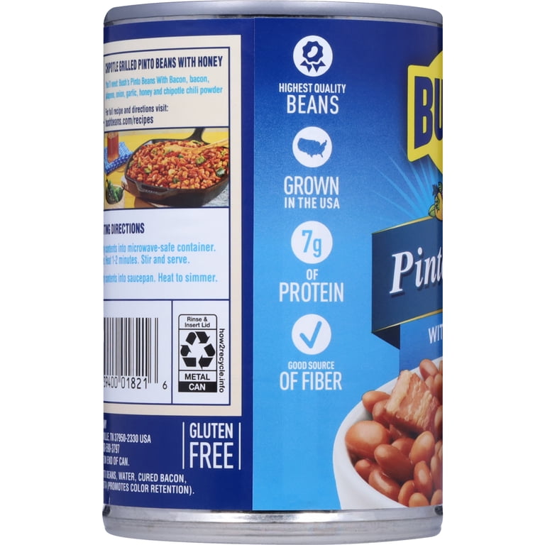 Bush's Recyclable Canned Pinto Beans with Bacon, 15.5 oz - Walmart.com