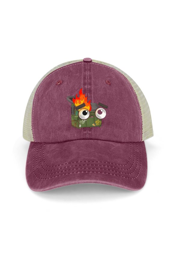 Dumpster Fire Wine Red Hat Adjustable Funny Fashion Unisex Baseball Cap for Men Women