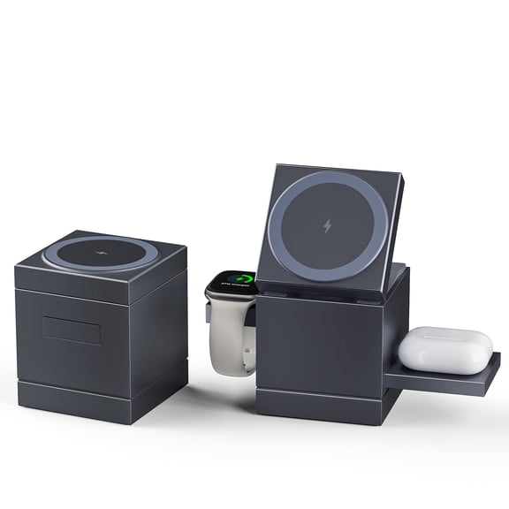 Wireless Charger for iPhone 16 Charger Cube 3 in 1 Charging Station for Multiple Devices, Magnetic Charger for iPhone 16/15/14/13/12, for Apple Watch, for AirPod
