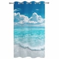 thumbnail image 2 of Outdoor Curtains for Patio Waterproof, Summer Ocean Windproof Pravicy Outside Porch Blackout Curtain, Coastal Blue Sky Sea Waves Natural Scenery Sun Blocking Grommets Curtains for Cabana 54"x84", 2 of 9