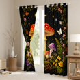 thumbnail image 3 of Homewish Cute Plant Mushrooms Kitchen Curtains,Dreamy Floral Butterfly Stars Black Out Curtains Pack of 2 (42x63 Each), 3 of 6