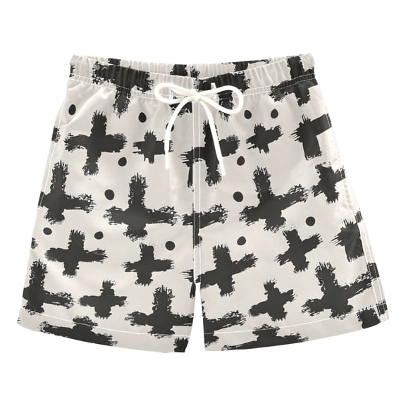 joogoo Boys Swim Trunks Hand Drawn Cross Strokes Beach Board Shorts Drawstring Swimsuit S