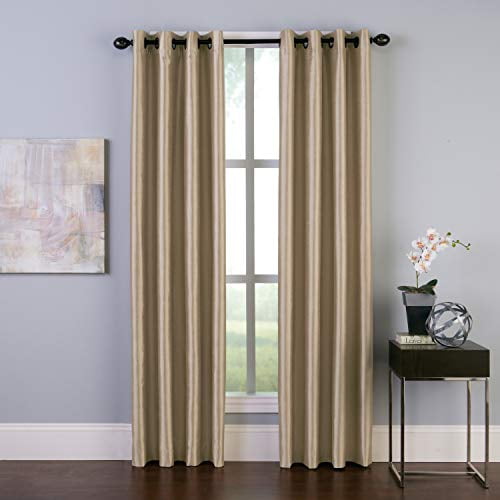 Curtainworks Malta Faux Silk Grommet Curtain Panel, 50 by 120", Sand
