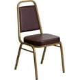 thumbnail image 3 of CRXX Trapezoidal Back Stacking Banquet Chair, Brown Vinyl/Gold Frame, 3 of 10