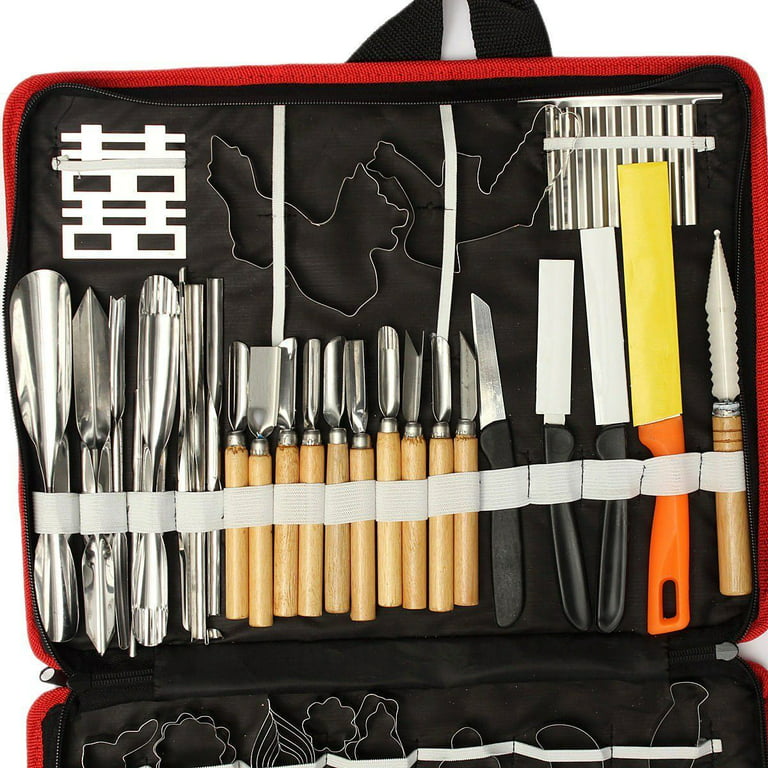 80X Professional Vegetable Fruit Carving Tool Kit Food Carving Set W/ Carry  Bag