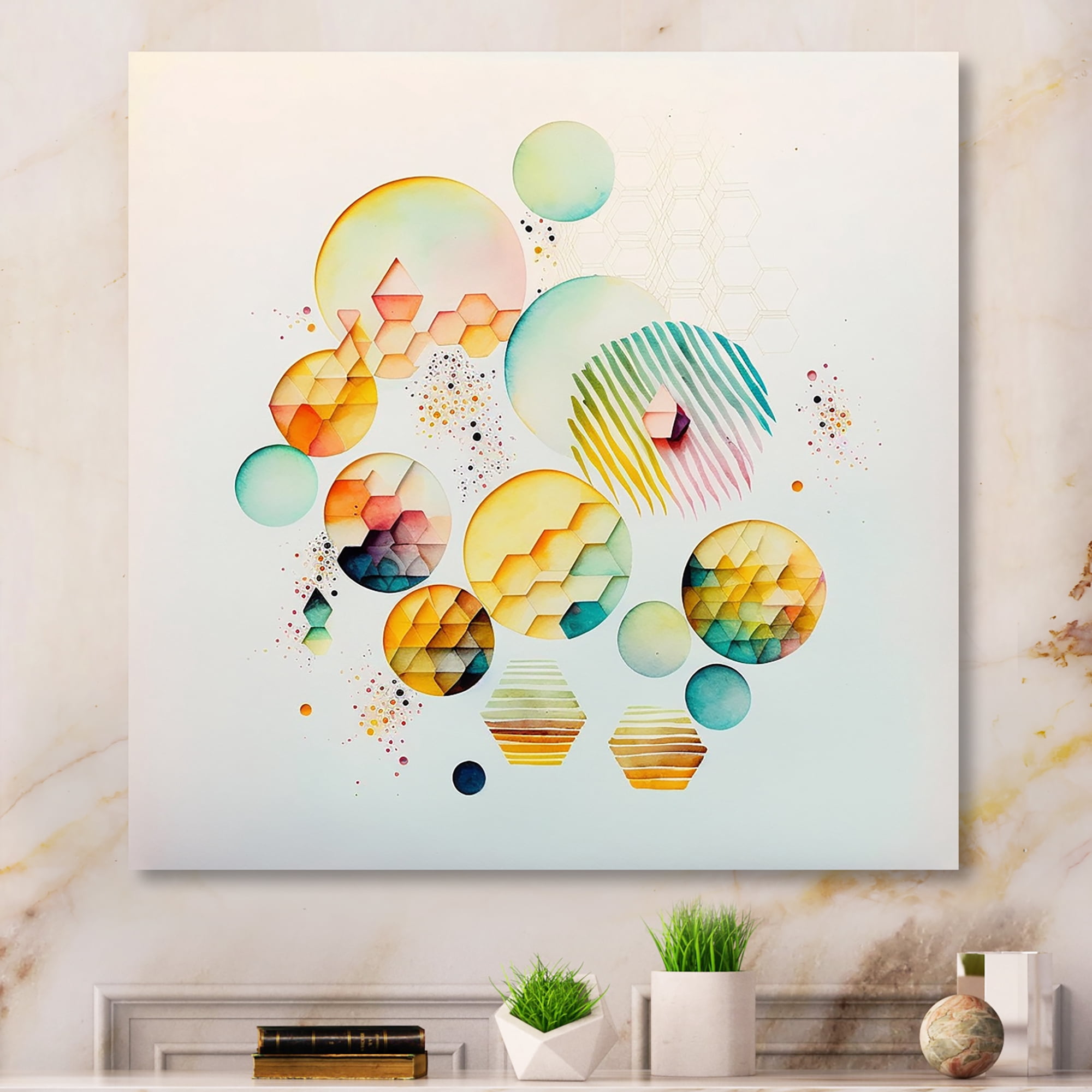 Designart Multi-Color Circular Abstract III Canvas Wall Art